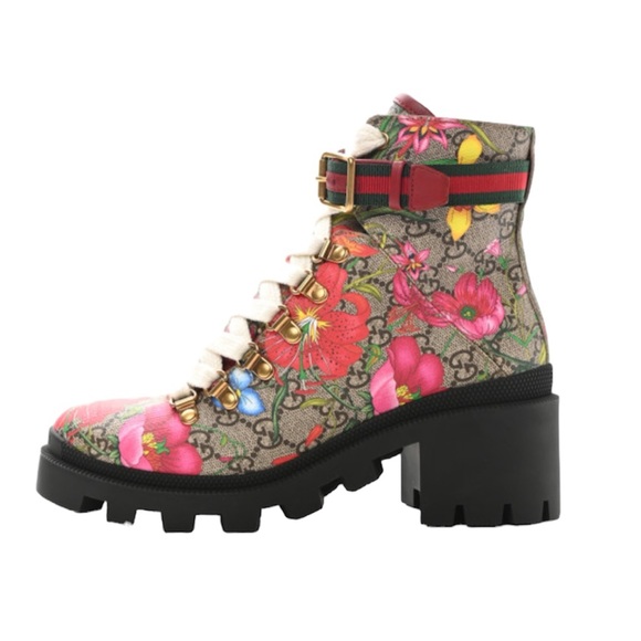 ❌SOLD❌GUCCI
GG Supreme Monogram Flora Lace Up Combat Ankle Boots 37 - Picture 3 of 12